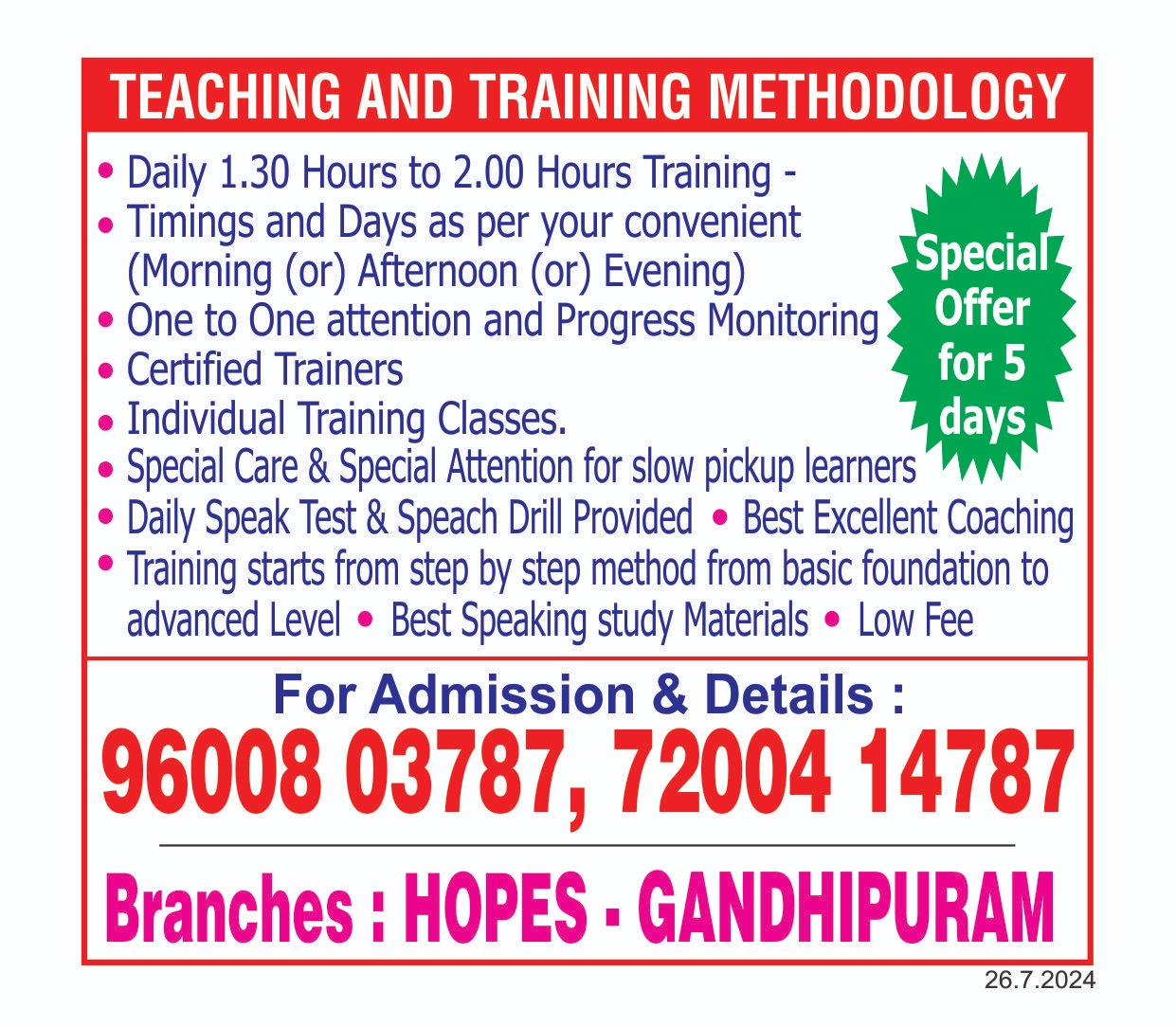 Teaching and Training Methodology